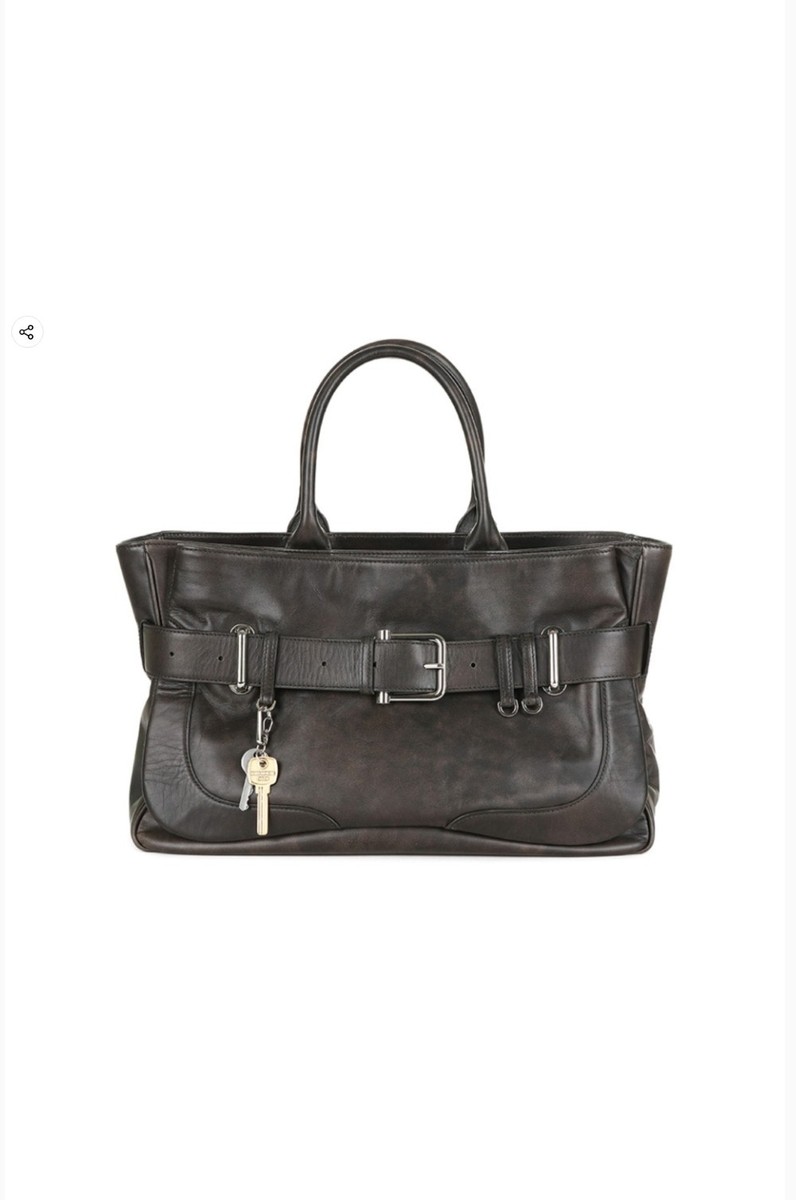 OSOI Tote Brocle Bag Stain Brown 100% Authentic Leather Designer
