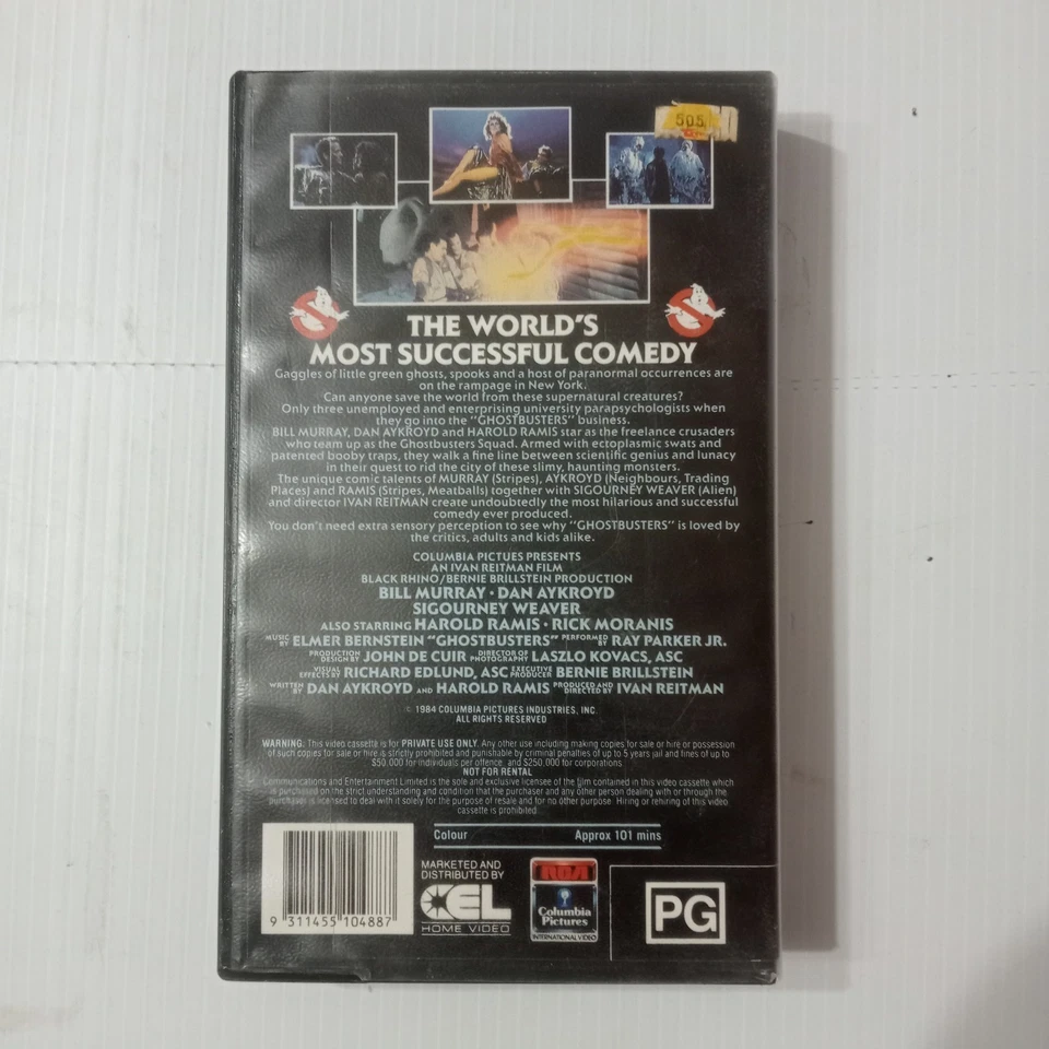 Ghostbusters (1984) VHS | Bill Murray Dan Aykroyd | PAL Tested | Classic Comedy - image 2 of 4