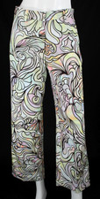DRIES VAN NOTEN Pastel Multi Geometric Print Grosgrain Wide-Leg Dress Pants 36