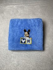Disney Mickey Mouse Blue Plush Baby Blanket Blocks Embroidered M Security Lovey