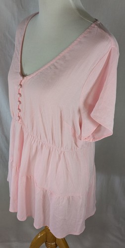 ๐ Torrid NWT Plus 1 1X Peach Blush Ruffle Tiered Babydoll Top Cap Sleeve Charm - Picture 3 of 8