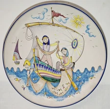 D’amore Vietri – Large Vietri Ceramic Dish – Naif Decoration – 1980s