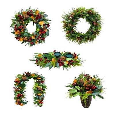 Weihnachten Orange Beere Deko Kranz Girlande Tisch Herzstück Topiary