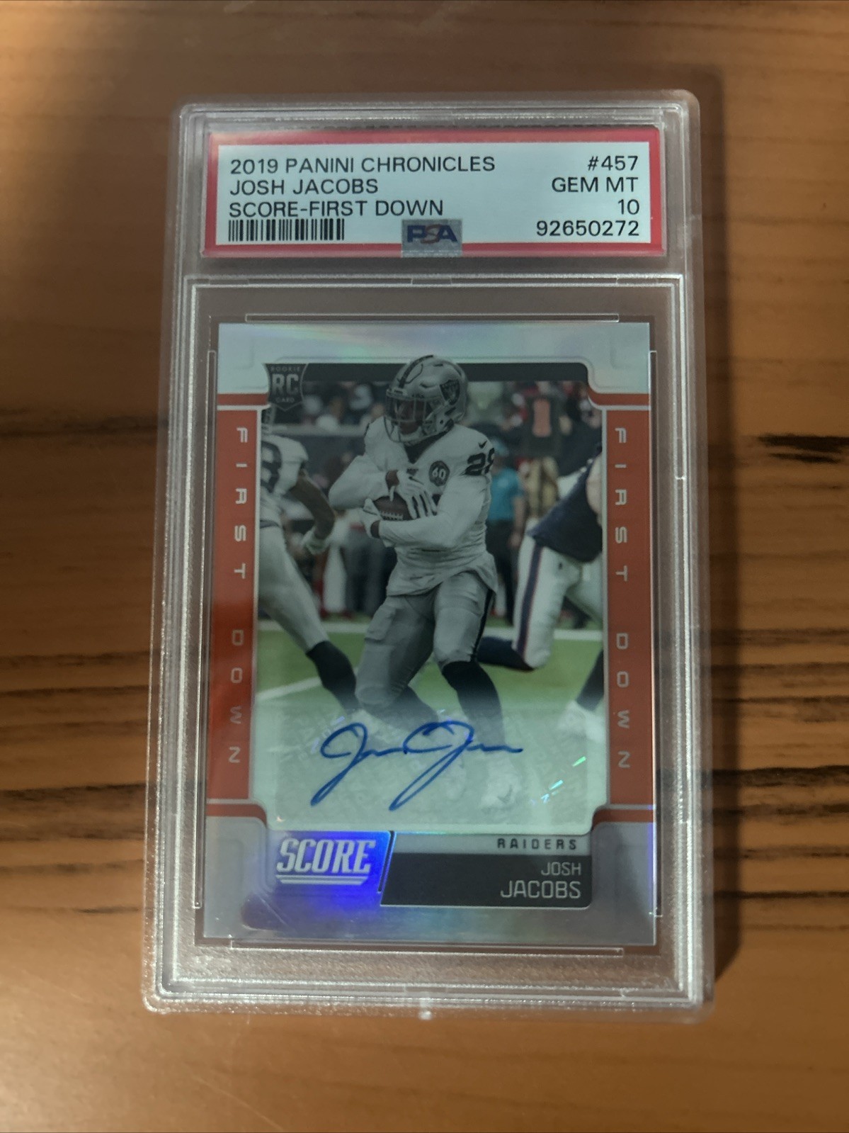 Josh Jacobs Panini Chronicles Score Update Rookies #457 First Down