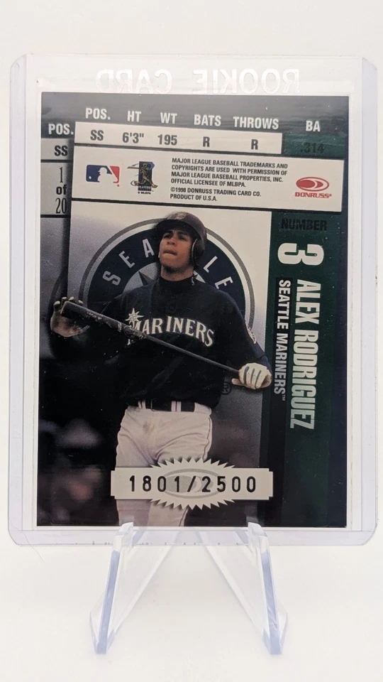 1998 LEAF TICKET MASTERS GRIFFEY JR ALEX RODRIGUEZ #3 SERIAL /2500 MARINERS - Image 2 of 2