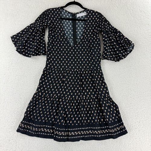 Faithfull The Brand x Anthropologie Fresa Dress Womens 2 Black Floral Tunic