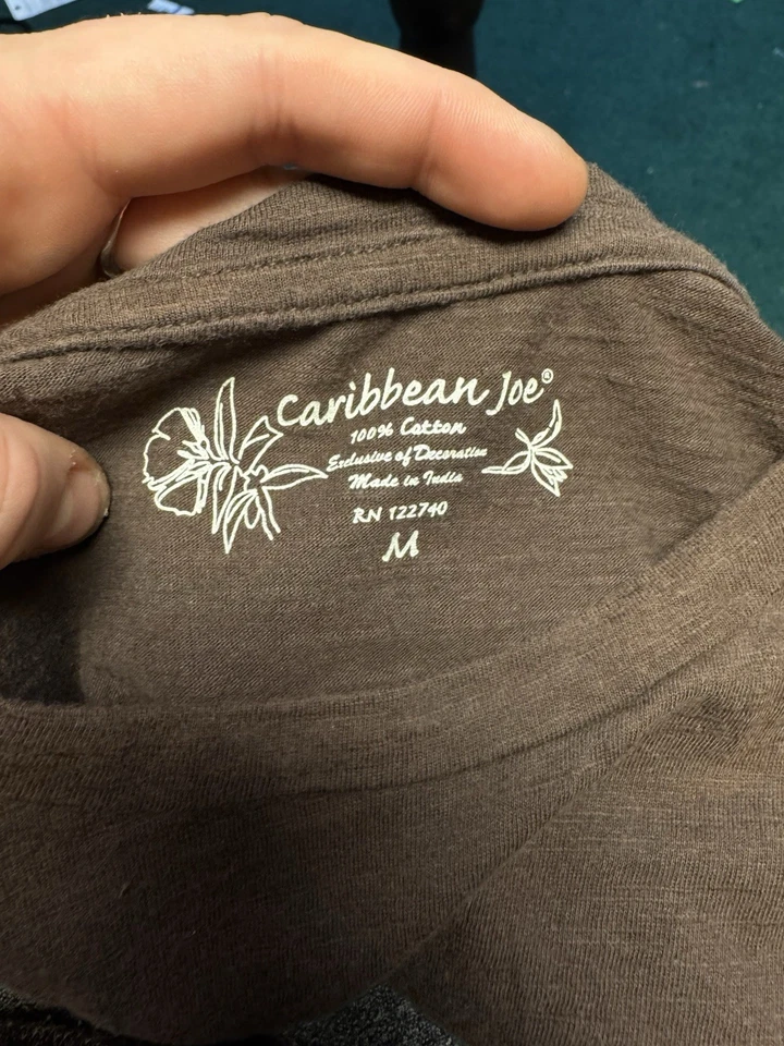 Camiseta Caribbean Joe Rosa Bordada M Marrón Boho Artística Cottagecore Top Y2K Foto 4 de 4
