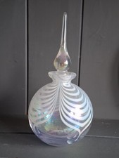Vintage Glass Perfume Bottle Handblown Irridescent Swirl  With Stopper