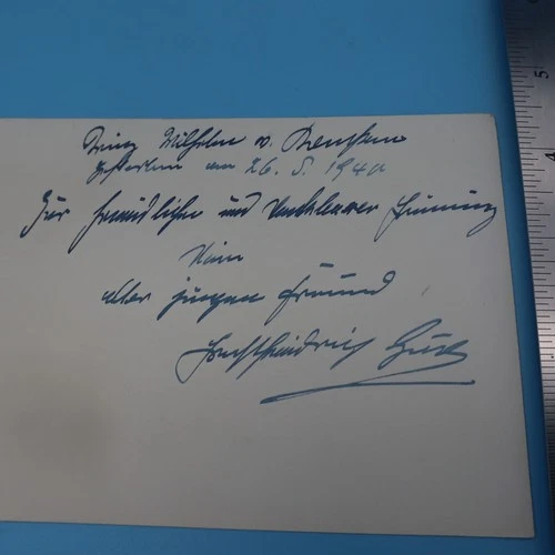 Prince Wilhelm of Prussia (1906–1940) WW2 - ROYALTY PHOTO AUTO 1940 SIGNED ????