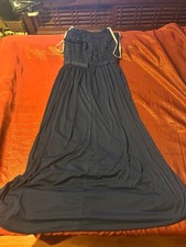 Davids Bridal Dress Womens 8 Navy Lace Bodice Chiffon Skirt Strapless Gown