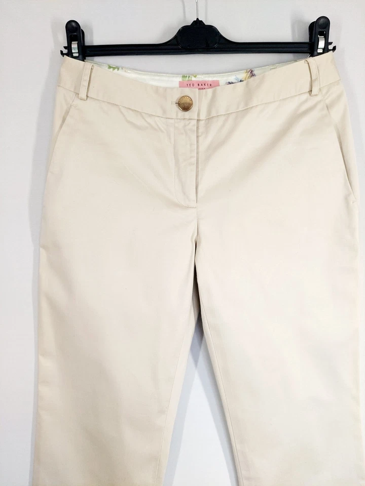 Ted Baker Womens Trousers Size 1 UK 8 Stone Ankle Turn up Side Pockets Casual - Image 4 of 4