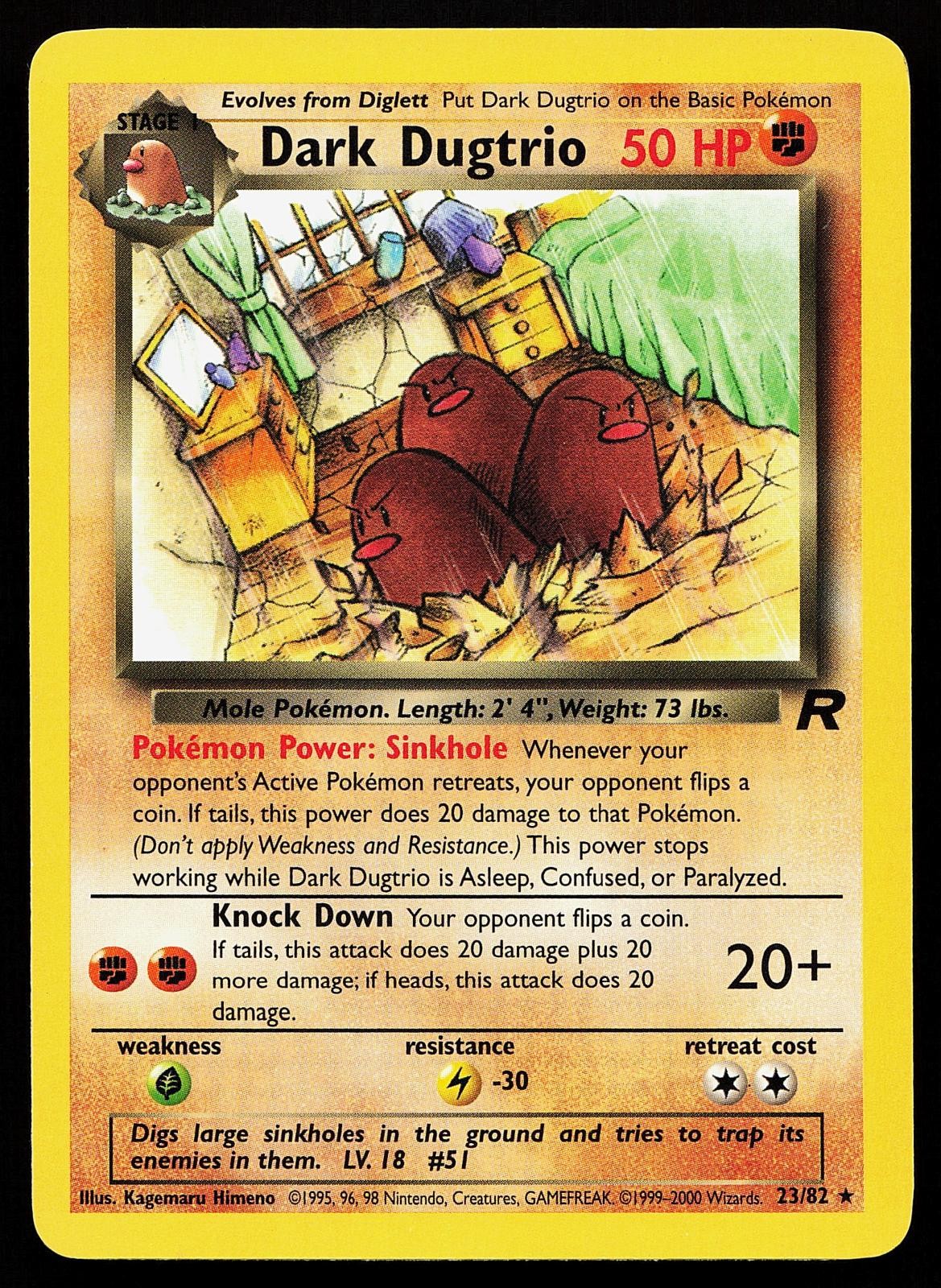 Dark Dugtrio 23/82 Unlimited Rare Team Rocket Pokemon Card