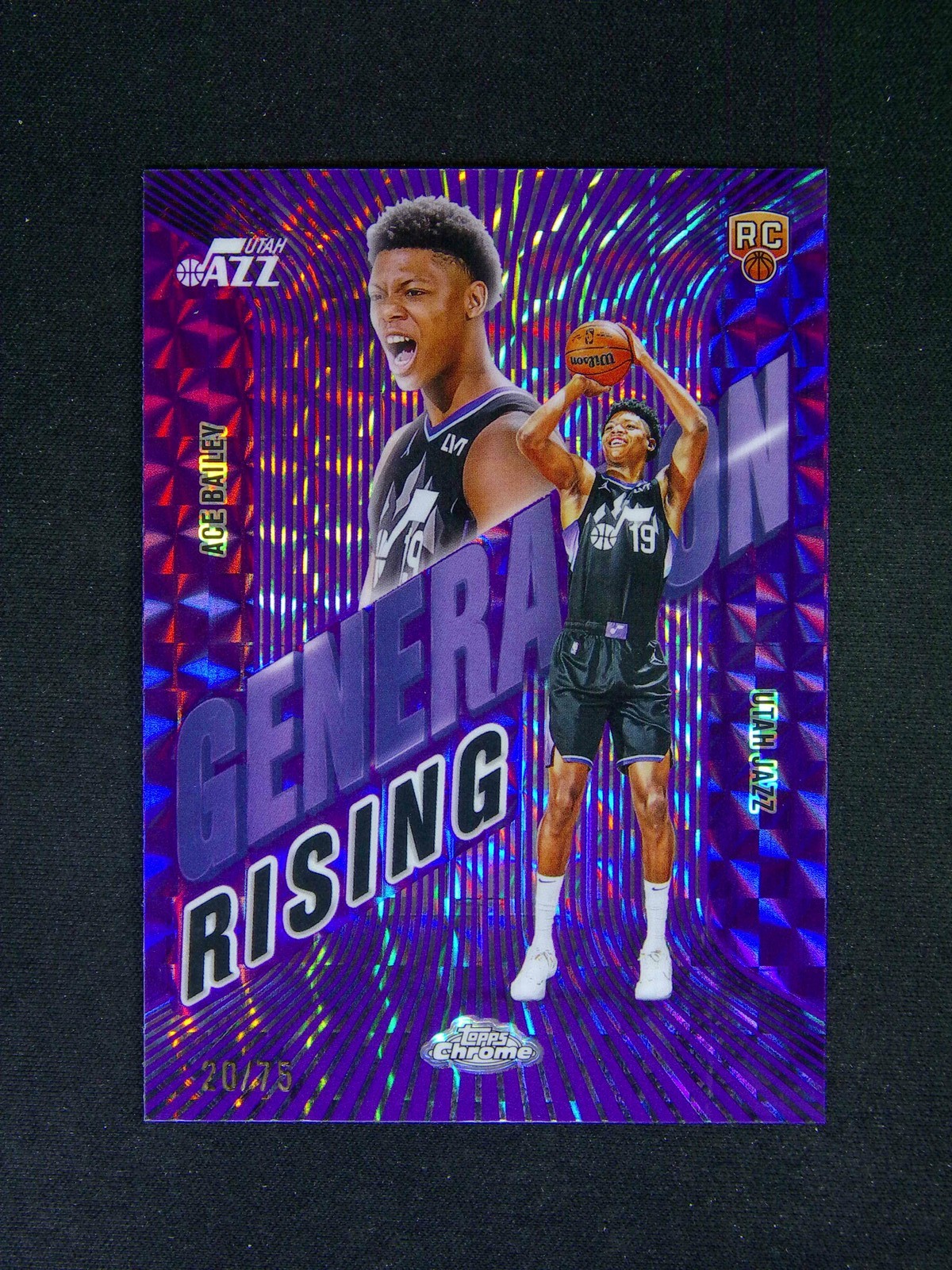 2025-26 Topps Chrome Ace Bailey RC Generation Rising Purple Geometric /75