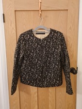 Zara Basic Black & Ecru Baroque/Floral Quilted Jacket Size L