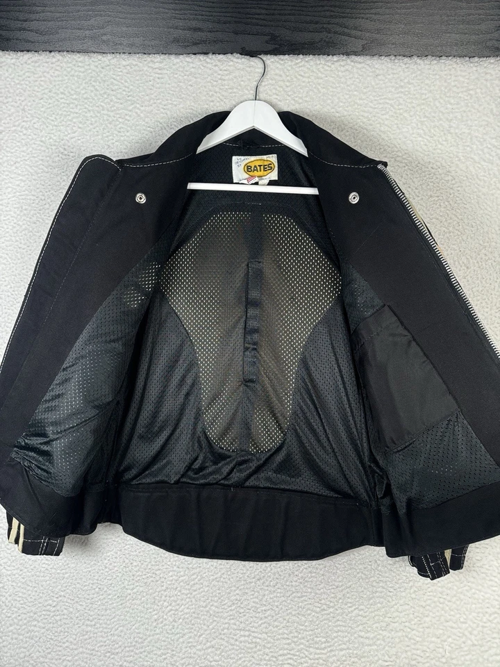 Chaqueta de motocicleta BATES California negra de lona de algodón ventilada/acolchada talla M Foto 4 de 4