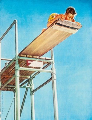 Norman Rockwell: Boy on High Dive 22x30 Archival Quality Fine Art Print