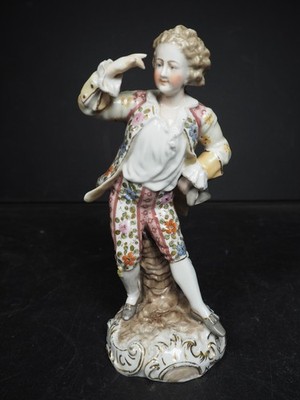 Antike Dresdner Volkstedt Richard Eckert Porzellan Figur junger Mann