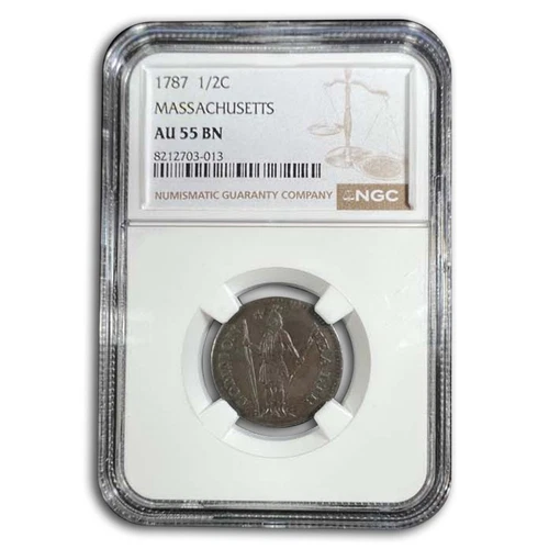 1787 Massachusetts Half Cent AU-55 NGC (Brown)
