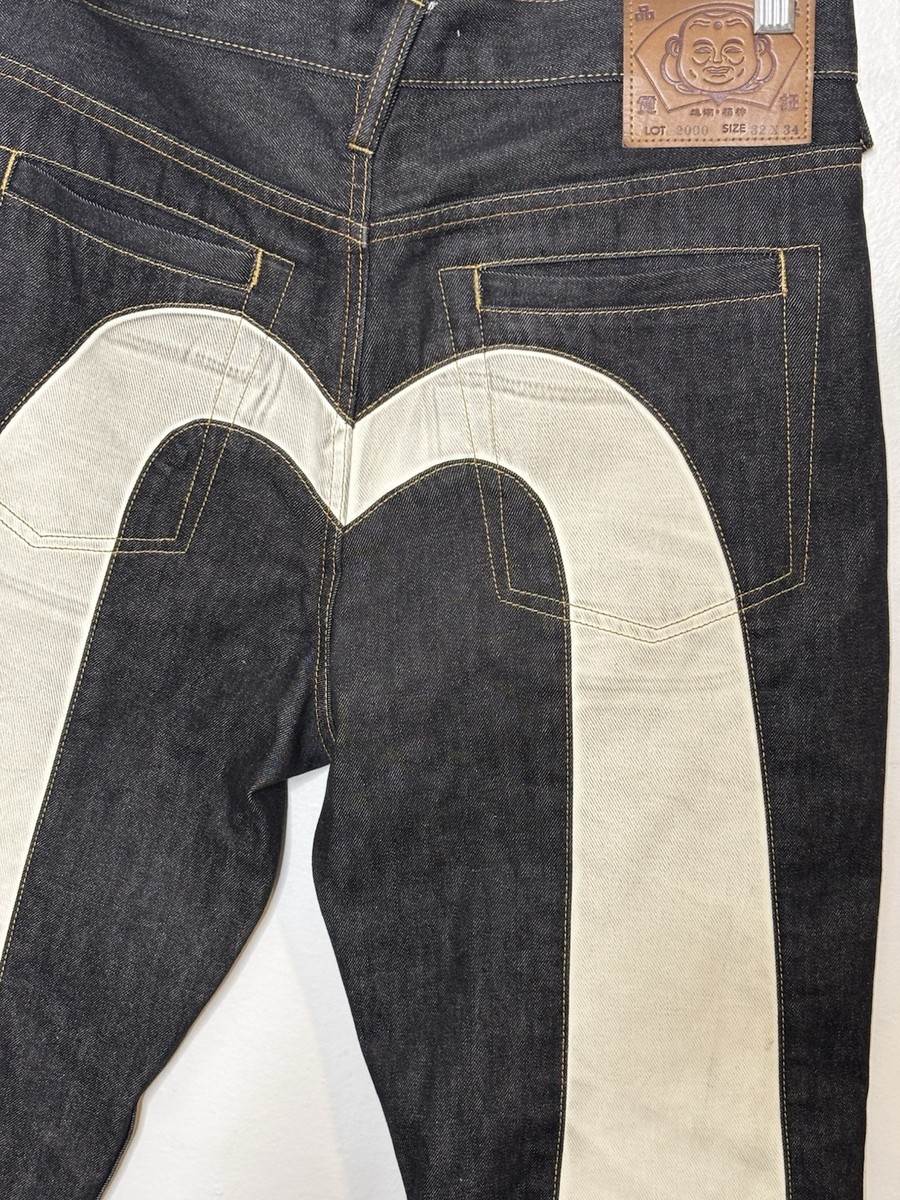 EVISU濃紺 ストレートレッグデニム EVISU Raw Denim Jeans Dark Blue Straight Leg Japanese Style Logo