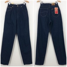 VTG 80s Lee London Rider Jean High Rise Relaxed USA Union Made Size 10 Dark Blue