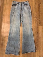 Levis Premium Jeans Womens 28 Blue 70s High Rise Flare Dark Wash Zip Fly Denim