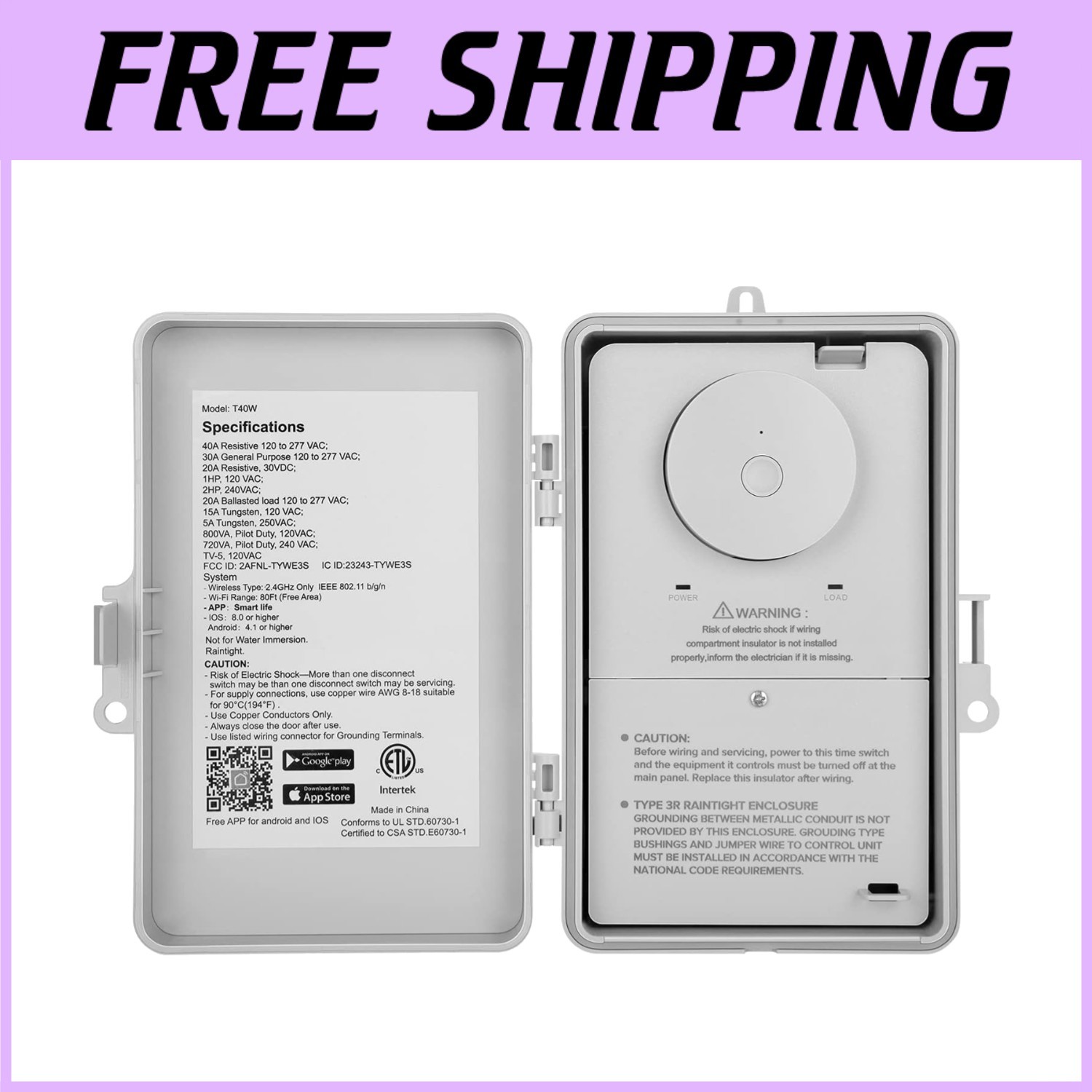 Temporizador de piscina inteligente resistente a la intemperie, 40A, control WiFi, exterior
