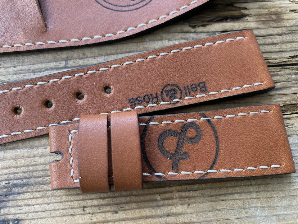 22/18mm handmade leather watch strap, Bell & Ross logo + Pad - Image 3 of 4
