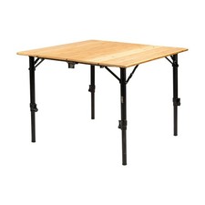 Quest Outdoors 90cm Medium Bamboo Camp Table Adjustable Folding w/Bottleopener