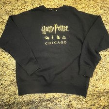 Harry Potter Chicago Wizarding World Sweatshirt Black Gold Graphic Crewneck M