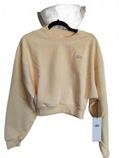 Alo Yoga Cropped Accolade Crewneck Sweatshirt - Candlelight Yellow M Medium NEW