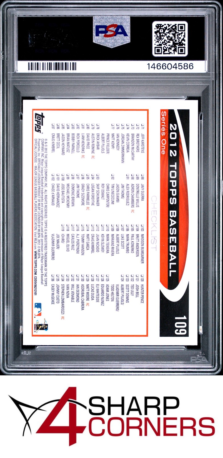 2012 TOPPS #109 MARIANO RIVERA YANKEES HOF PSA 10 view 2