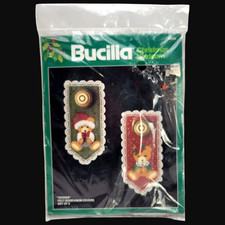 Vintage Bucilla Christmas Heirloom Teddies Felt Door Knob Covers Kit 82353