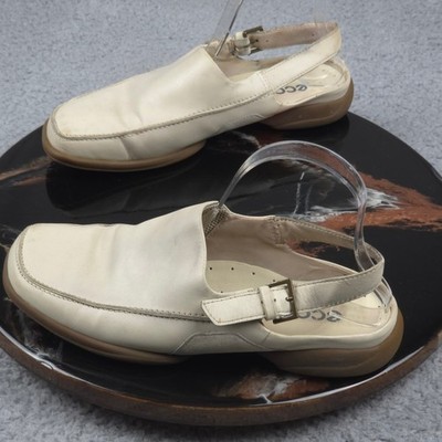ECCO Leather Slingback Clogs Comfort Casual Shoes Neutral Beige Size 6