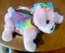 Poochie  Co Girls Stuffed Dog Purse Pink Maltese Sequined, Removable Bow NEW 