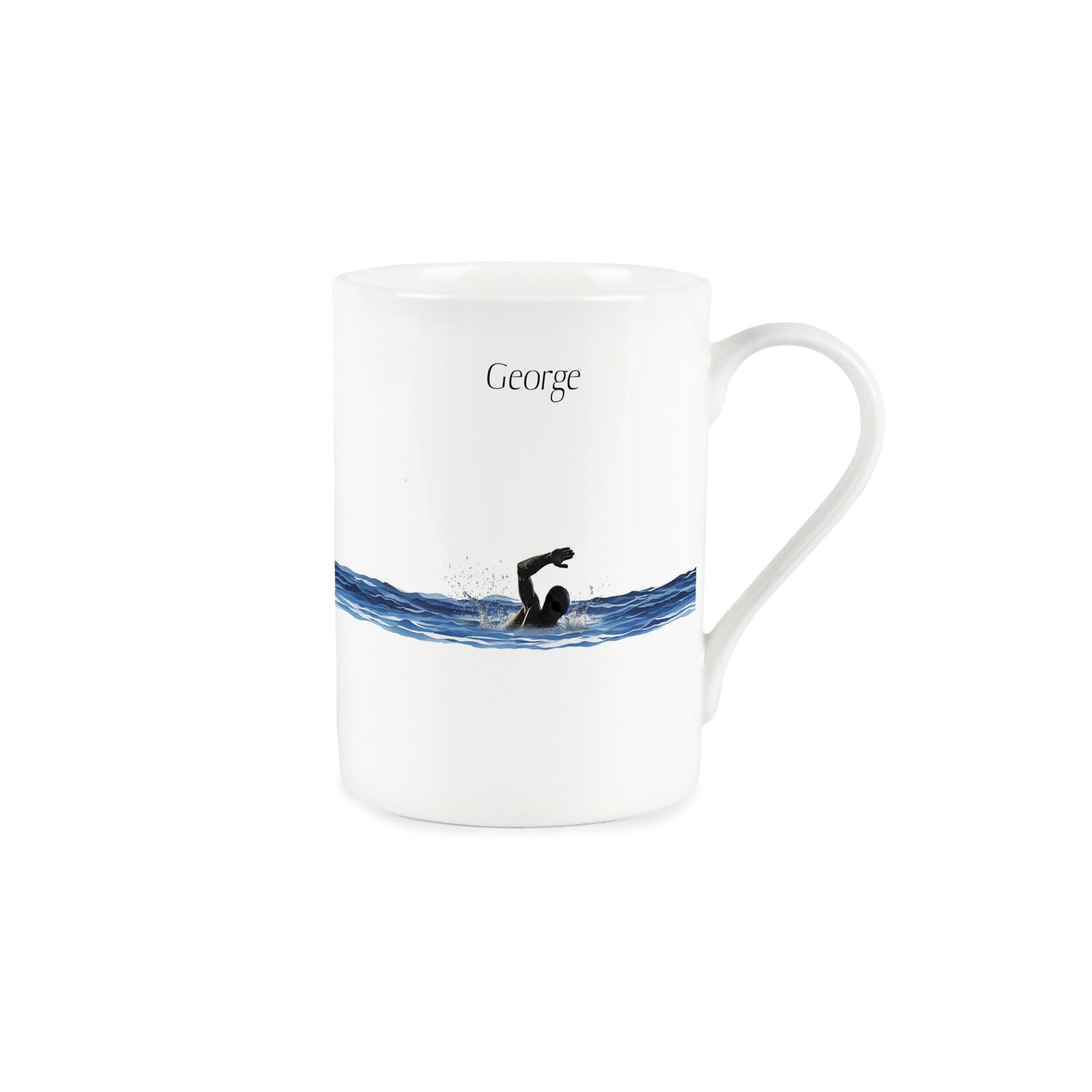 Personalised Swimming Bone China Mug - Outdoor Swimmer Cup Gift/Present