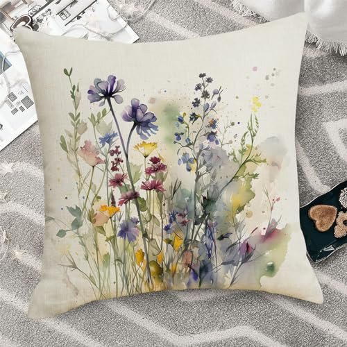 Spring Wild Flower Throw Pillow Covers 16x16 Set of 2 Summer Floral Outdoor - Picture 8 of 8