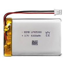 Lithium Polymer Battery 3.7V 6300mAh 105380 Lipo Rechargeable Battery with Wi...