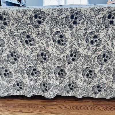 Mortar & Bone SKULLS Day of the Dead Black White 50 X 70 Knit Throw Blanket