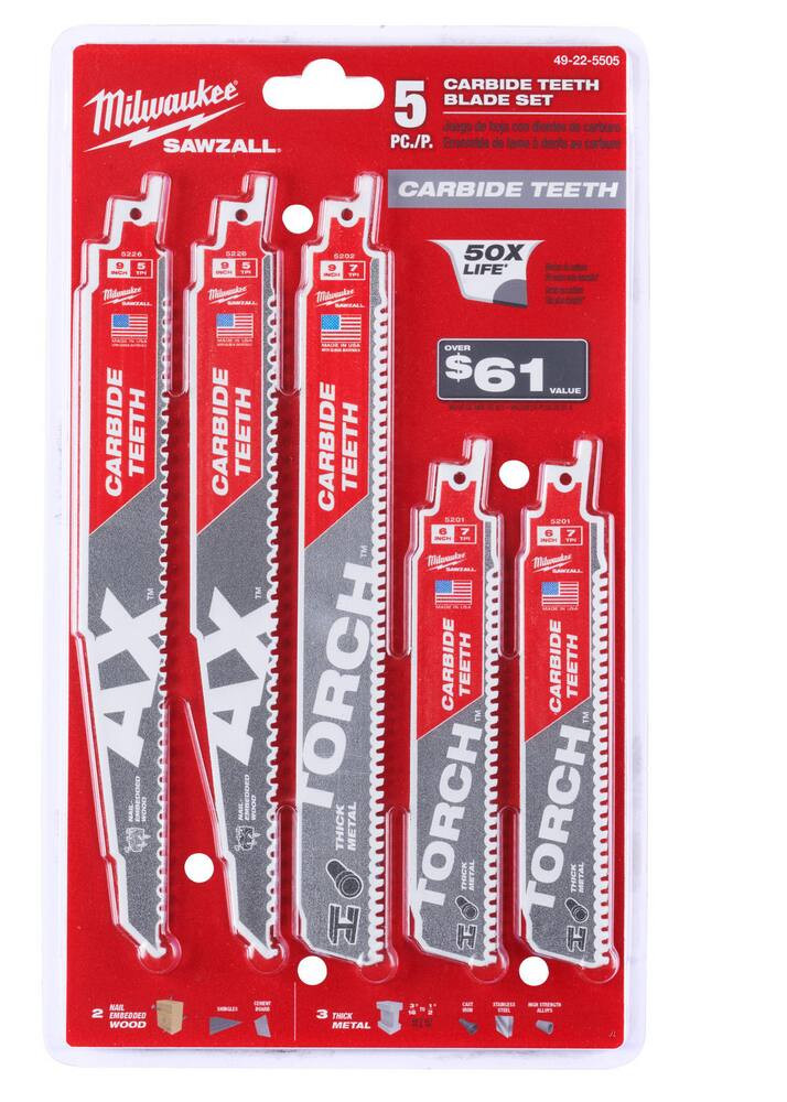Milwaukee 49-22-5505 SAWZALL Carbide Demolition Wood and Metal Cutting 14790₽