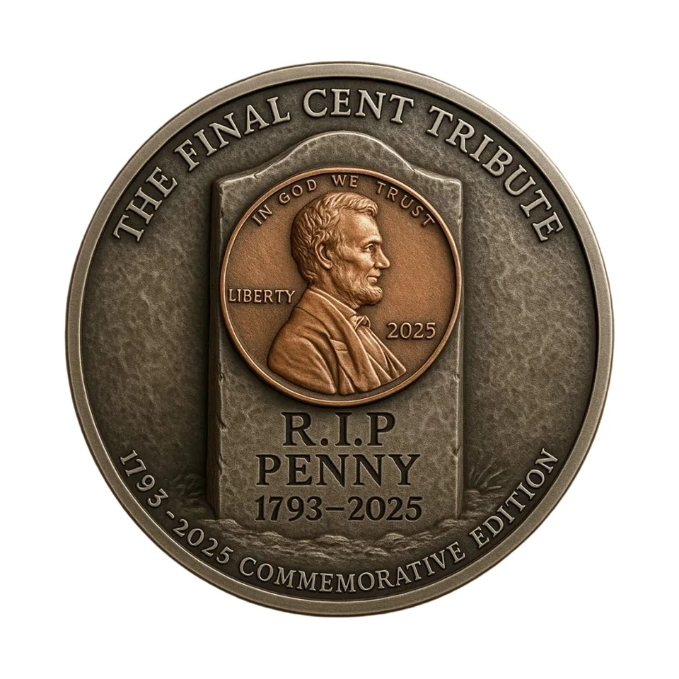 MONEDA EDICIÓN CONMEMORATIVA 2 PIEZAS The Final Cent Tribute R.I.P Penny1793–2025 - Imagen 2 de 4