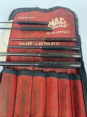 MAC TOOLS Used 6 Piece SAE Punch Set Made In USA with Case # SRPP6KSS.