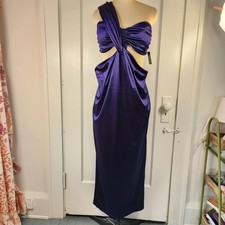 Express NWT Medium Satin Maxi Midi Dress Purple Cut Out Formal Prom Wedding