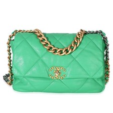 Chanel Green Quilted Lambskin Large Chanel 19 Flap Bag