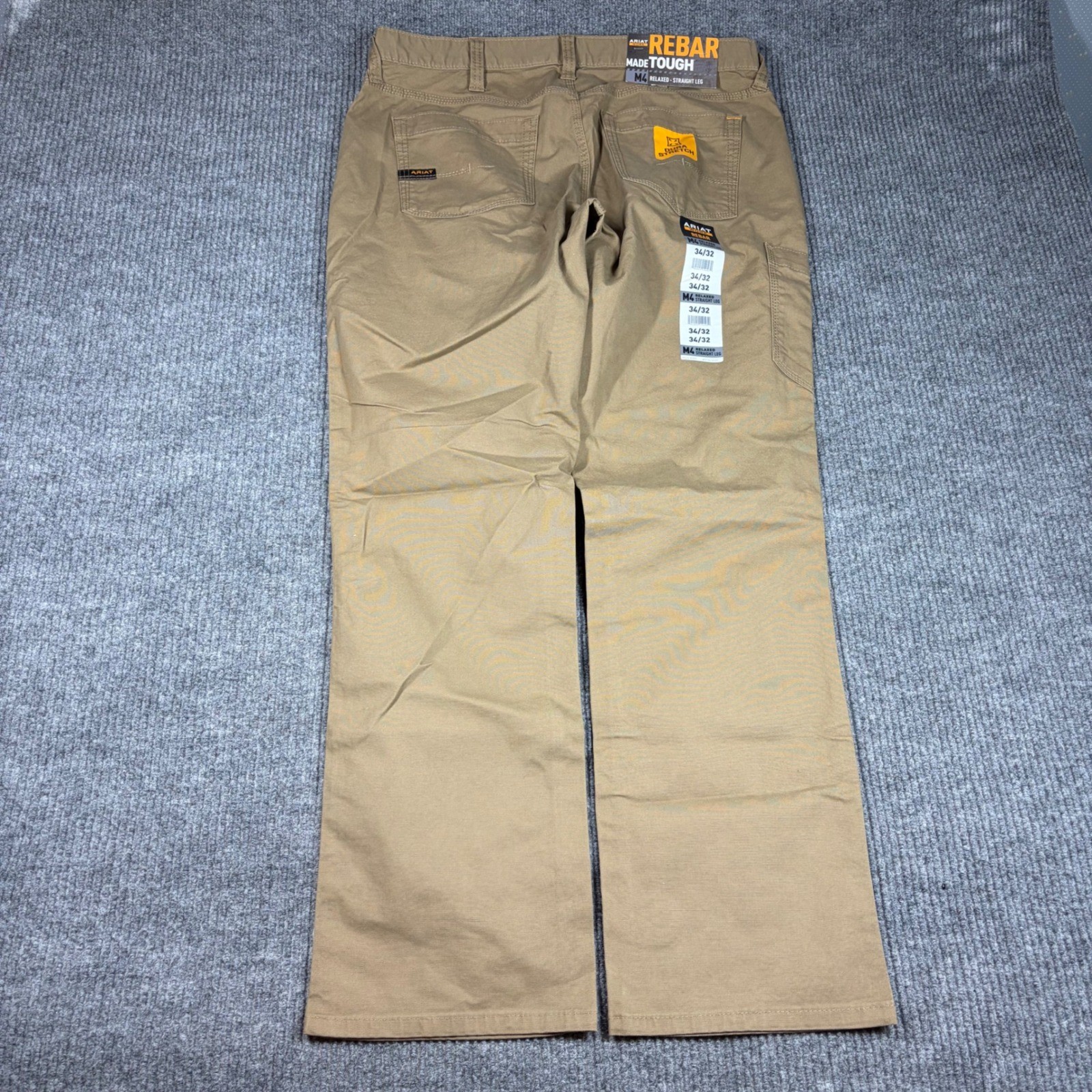 Ariat Pants Mens 34x32  Rebar M4 Relaxed Straight Leg DuraStretch Work Khaki NEW