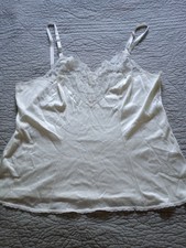 Vintage VASSARETTE Ivory Camisole Lingerie Top w/ Lace Adj Straps Medium