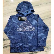 Adidas Camo Allover Print Hoodie Navy Blue Kids Size 5