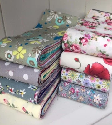 ROSE & HUBBLE 10 cotton jelly roll strips, mixed fabrics starter set 100% COTTON *NEW*