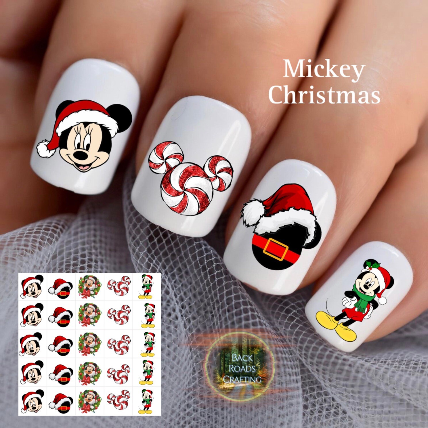 Mickey Christmas Waterslide Nail Decals Set Of 50
