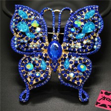 New Blue Bling Cute Butterfly Crystal Fashion Women Charm Brooch Pin Gifts