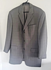 Calvin Klein Men's 42R Gray Plaid Wool Blazer Sport Coat Suit Jacket Size 42 R